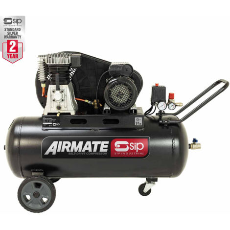 SIP BD 3HP 100 Litre Belt Drive Compressor - L46 x W120 x H85 cm - Black