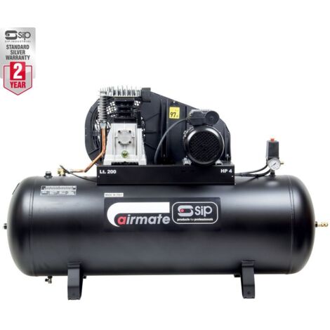 SIP PX4/200B 200ltr Belt Drive Compressor - L109 x W150 x H43 cm