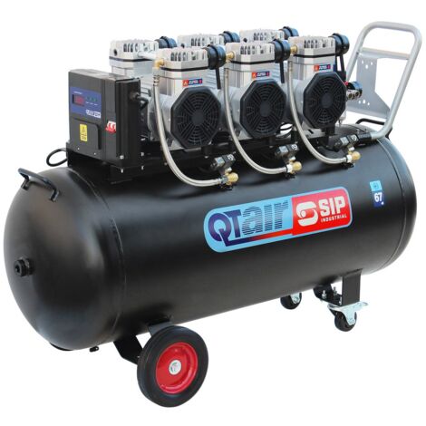 Sip Qt Air DD 4.5HP 200 Litre Ultra Low Noise Oil-Free Direct Drive Compressor - L126 x W47 x H87 cm - Black
