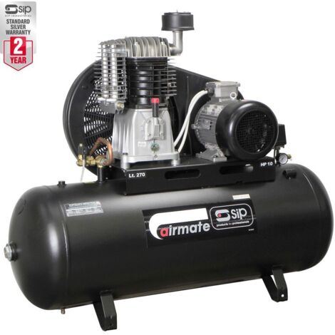 SIP TN10/270 270ltr Belt Drive Compressor - L165 x W56 x H134 cm