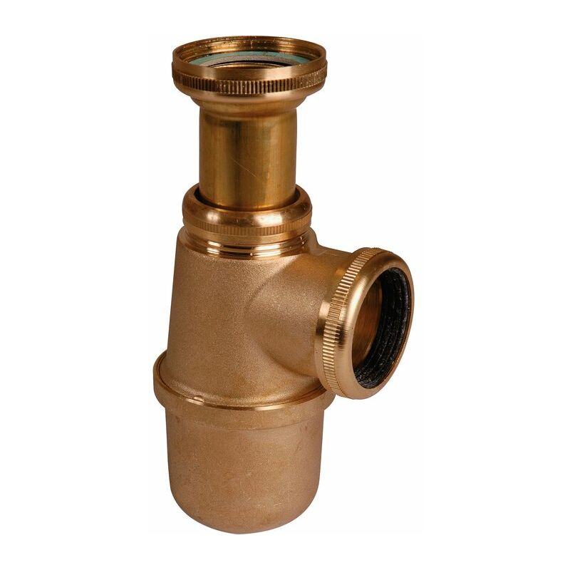 Valentin - Siphon d'évier à culot laiton brut - 1'1/2 - diamètre 40 mm