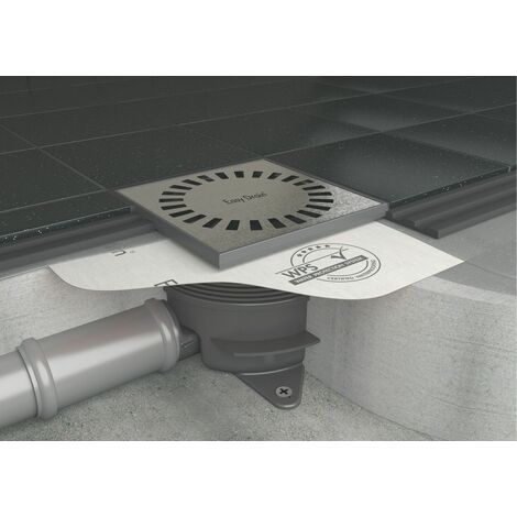 Siphon AQUA BRILLIANT WPS - Bonde de sol avec bavette et raccord horizontal et vertical - 15 x 15 cm