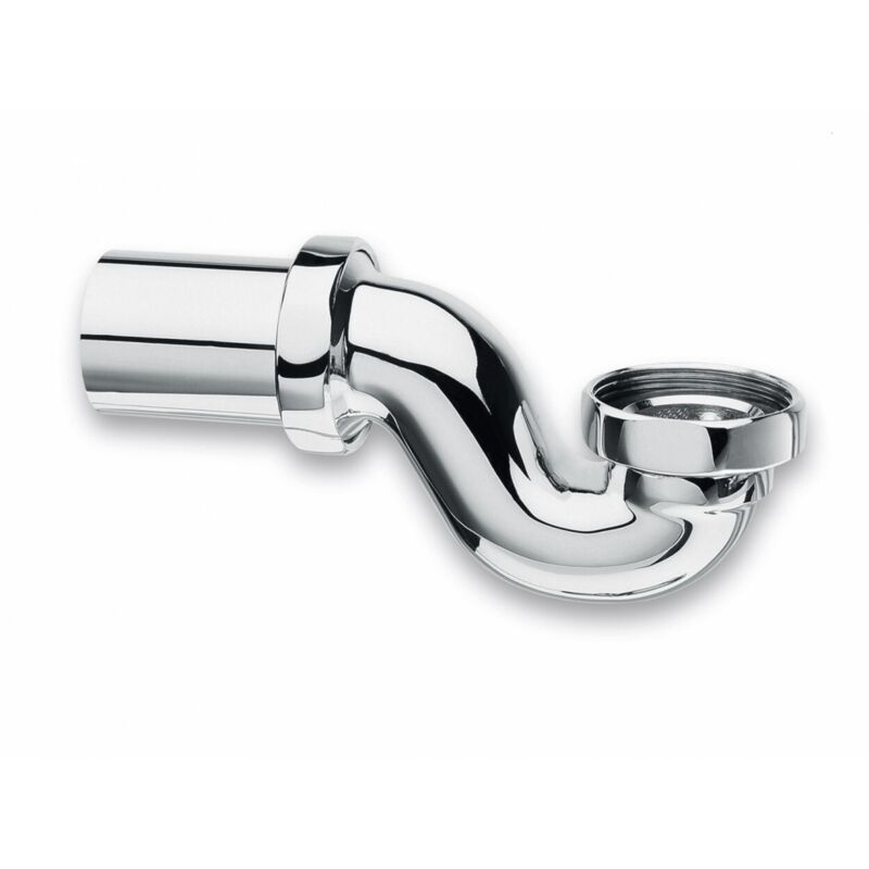 Sandri - Siphon baignoire horizontal en laiton chromé pour vidage apparent