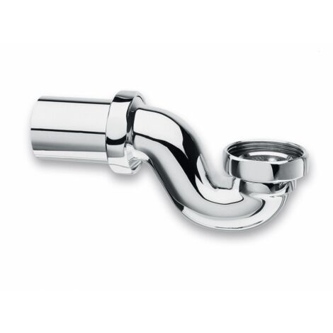 Siphon baignoire horizontal en laiton chromé pour vidage apparent