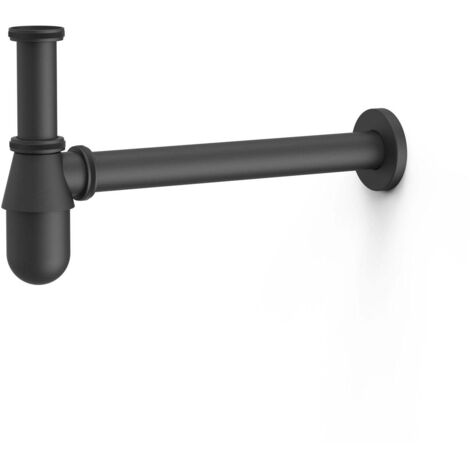 Siphon bouteille avec bouchon de visite pour lavabo BLACKMAT (noir mat) - TRES 03463430NM