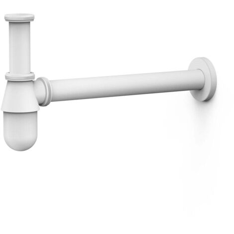 Siphon bouteille avec bouchon de visite pour lavabo WHITEMAT (blanc mat) - TRES 03463430BM