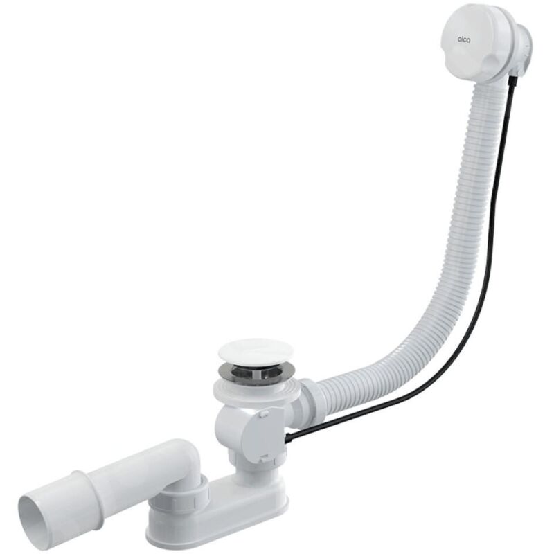Alcadrain Garnitures de vidage - Kit vidange et trop-plein pour baignoire, longueur 1200 mm, blanc A51BM-120