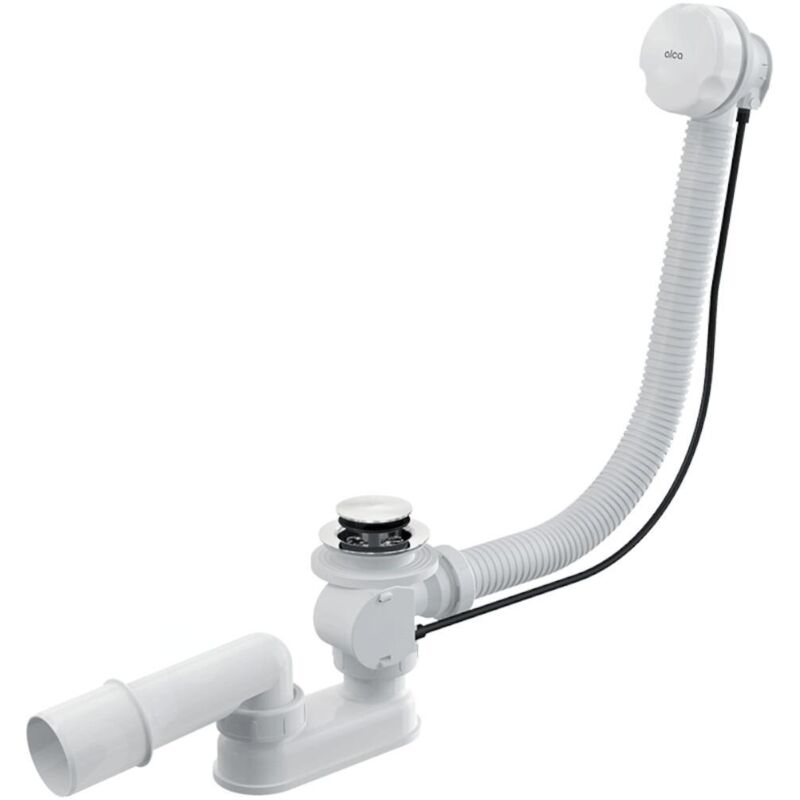 Alcadrain Garnitures de vidage - Kit vidange et trop-plein baignoire, longueur 570 mm, blanc/chrome A51B