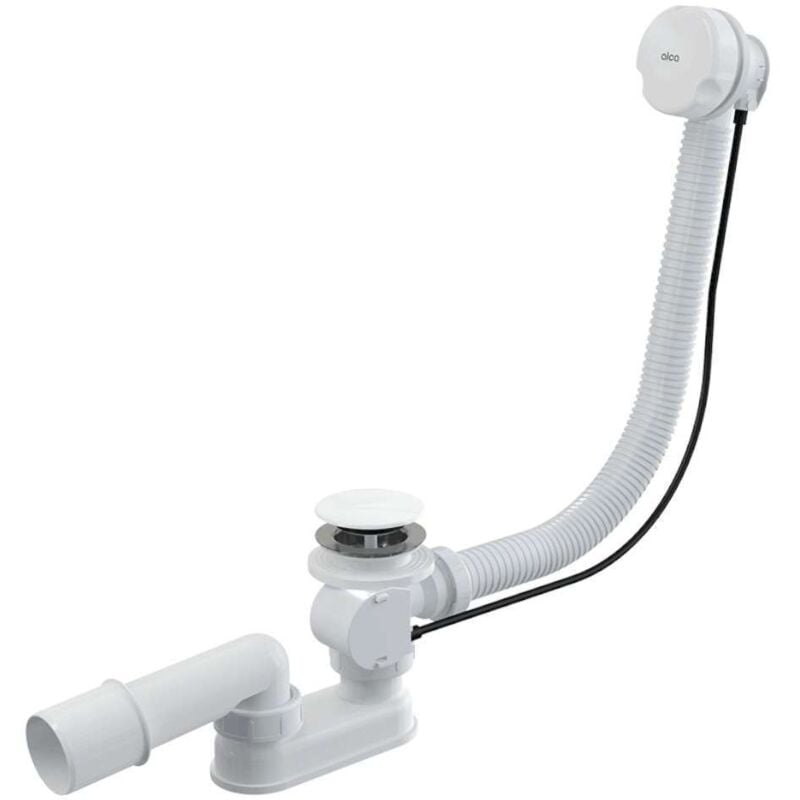 Alcadrain Garnitures de vidage - Kit vidange et trop-plein pour baignoire, longueur 800 mm, blanc A51BM-80
