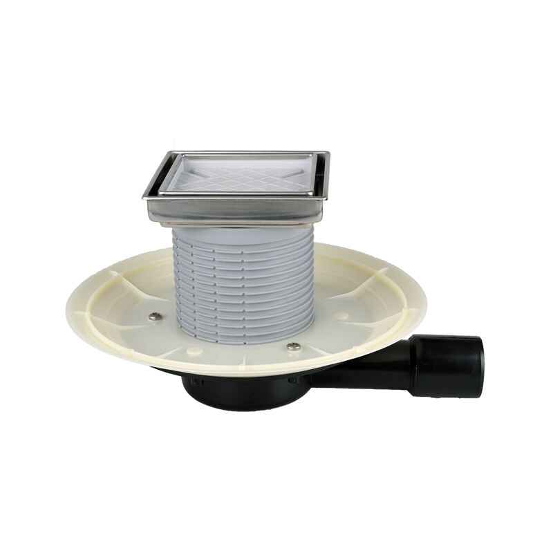 Siphon de balcon et de terrasse DN40/50 horizontal avec cadre inclinable 132x132mm / 112x112mm