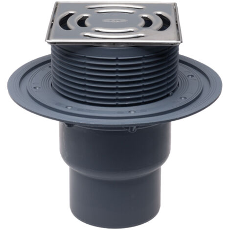 Siphon de balcon et de terrasse DN75/110 vertical avec siphon anti-gel, 145x145mm / 138x138mm