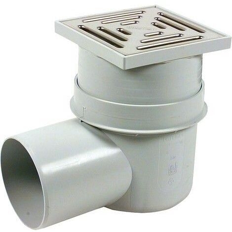 Siphon de cave 150 x 150 mm horizontal DN110 grille inox