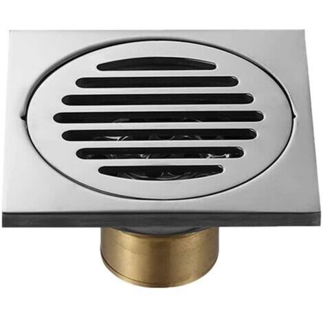 Siphon de douche, acier inoxydable 304 avec grille de protection amovible pour attrape-cheveux, drain de douche - 10 x 10 cm