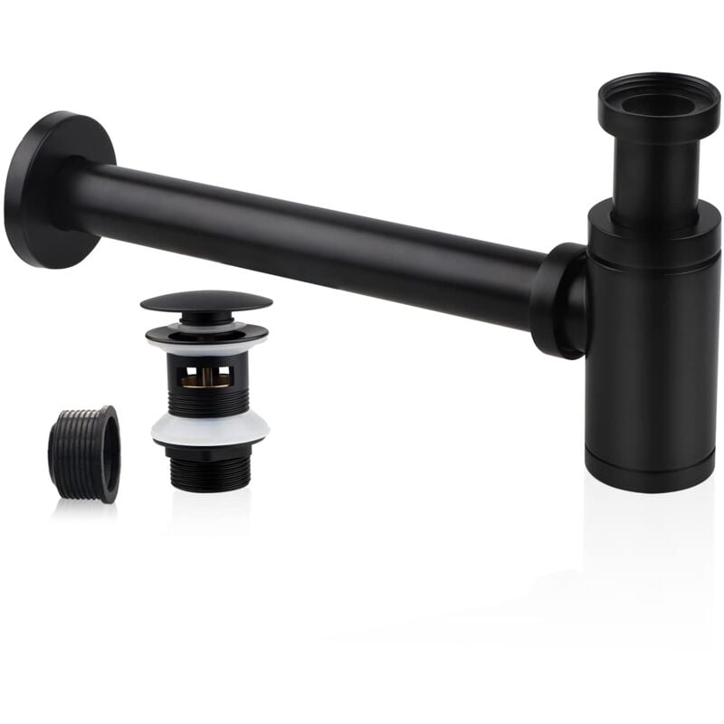 Siphon de Lavabo avec Bonde de Lavabo, Universel Tube Siphon de Lavabo Siphon en Acier Inox 1 1/4 x 32mm Salle de Bain Siphon Évier Métal Siphon à