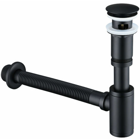 Sapho Siphons - Siphon de lavabo, 1 1/4, sortie d'évacuation 32 mm, rond,  noir mat SI515