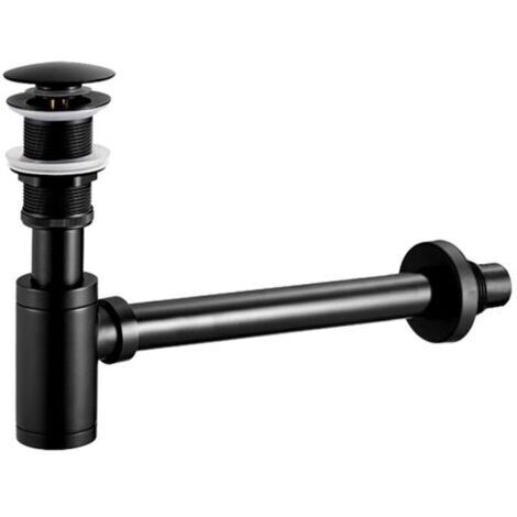 Siphon de lavabo avec bonde Siphon universel et bonde d'écoulement de salle de bain plein pour lavabo noir mat 1/4 x 30 mm siphon pop-up, bonde vidage syphon
