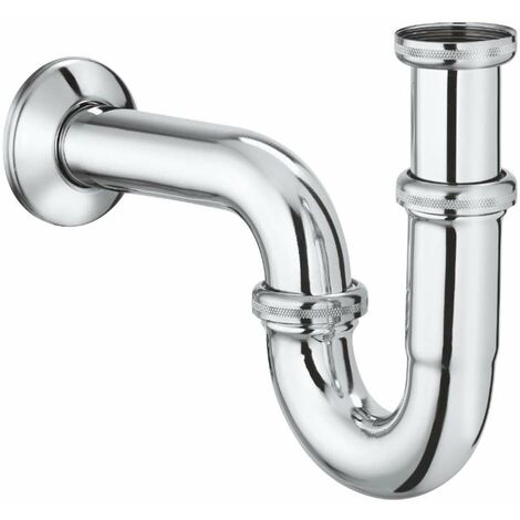 Siphon de lavabo chrome DN 32 – Tube 1 1/4'' pour raccord mural – Finition GROHE StarLight – 28947000