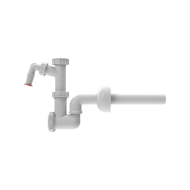 Siphon de lavabo DN32x5/4' avec raccordement étanche à la machine à laver, verre d'inspection et rosette, coude orientable