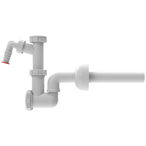 Siphon de lavabo DN40x5/4' avec raccordement étanche à la machine à laver, verre d'inspection et rosette, coude orientable