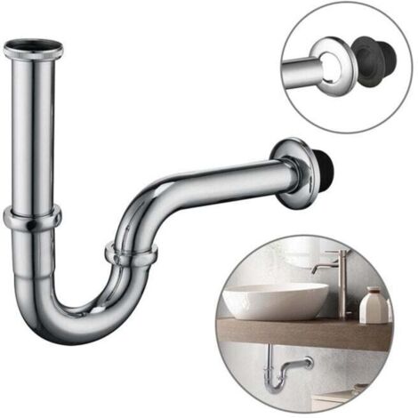 Siphon de Lavabo en Acier Inox Chromé Siphon Tube pour Lavabo Anti-odeur - G1-1-4" Siphon Courbé