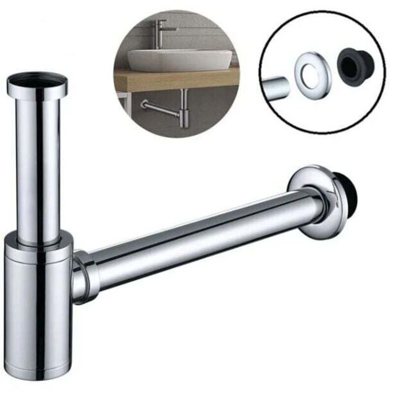 Siphon de Lavabo en Acier Inox Siphon pour vasque et lavabo hauteur réglable Set de Siphon G1-1-4"