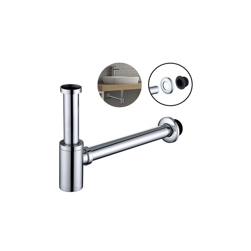 HOMELODY Universal Tube Siphon Washbasin with Odour Trap Siphon for Basins Bathroom Adjustable Height 1-1/4, Stainless Steel