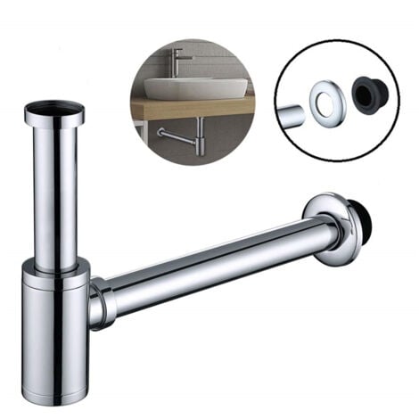 Siphon de Lavabo en Acier Inox Siphon pour vasque et lavabo hauteur réglable Set de Siphon G1-1-4"