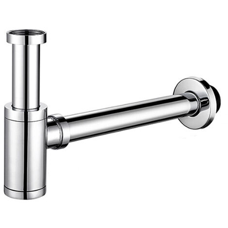 Siphon de lavabo en laiton 45mm – Tube chromé réglable anti-odeur – Hauteur 105mm – Longueur 330mm pour robinet de salle de bain – Ideko