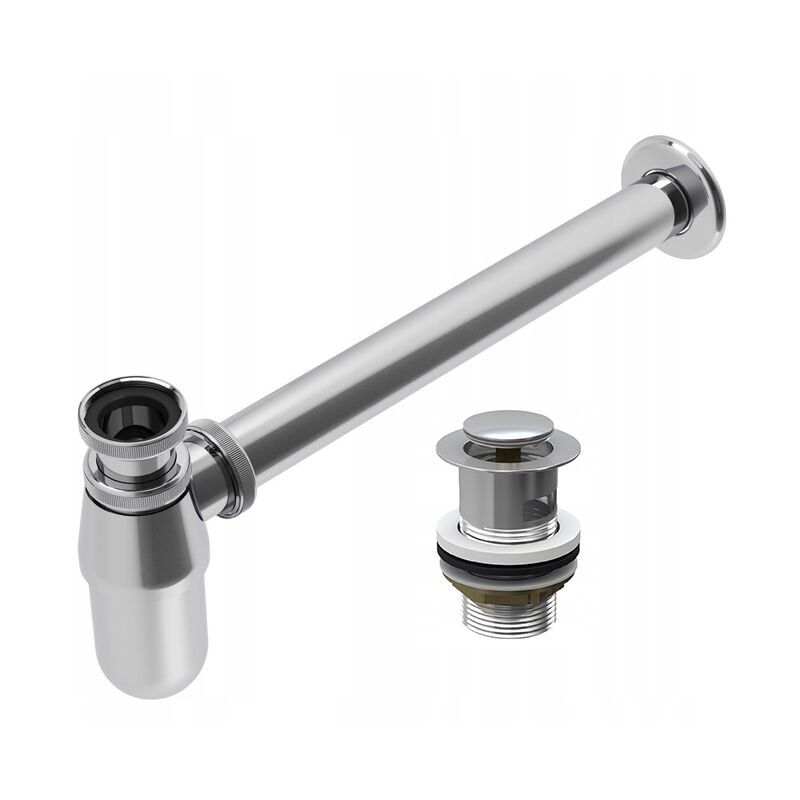Siphon de lavabo laiton chrome + bouchon click