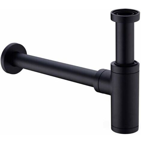 Siphon de lavabo laiton noir mat – Tube d'extension 200mm – 1 1/4 pouces – Joints en silicone anti-odeur et anti-fuite
