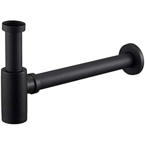 Siphon de Lavabo Noir Universel Tube Siphon de Lavabo Siphon en Acier Inoxydable 1 1/4 x 32mm Salle de Bain Siphon Évier Métal
