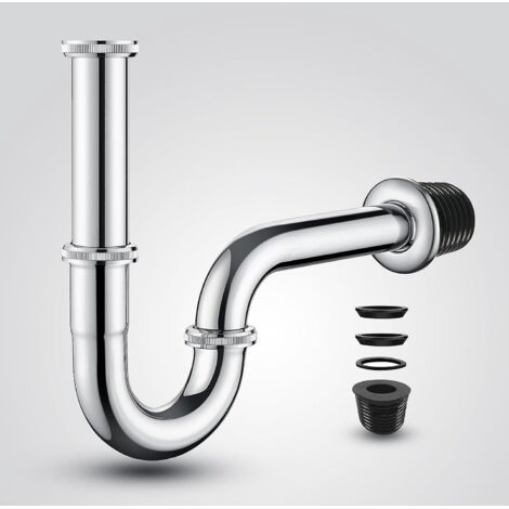 Siphon de lavabo pour salle de bain, 32 mm x 32 mm, en acier inoxydable épais (avec vidéo).