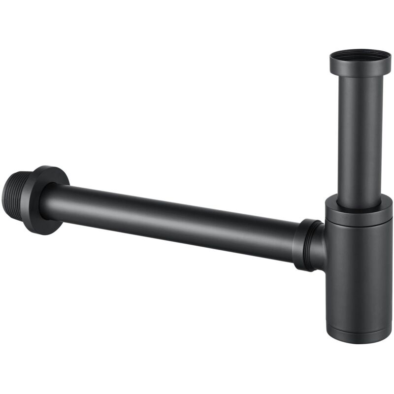 Auralum Max - Siphon de Lavabo Universel Noir, Standard-G1¼, Siphon Réglable Anti-odeur pour Vasque
