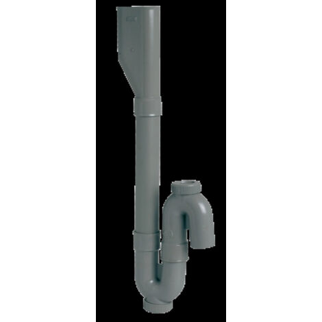 Siphon de machine à laver Nicoll - Type double - Sortie verticale orientable - Ø40mm - A coller - PVC - Gris clair