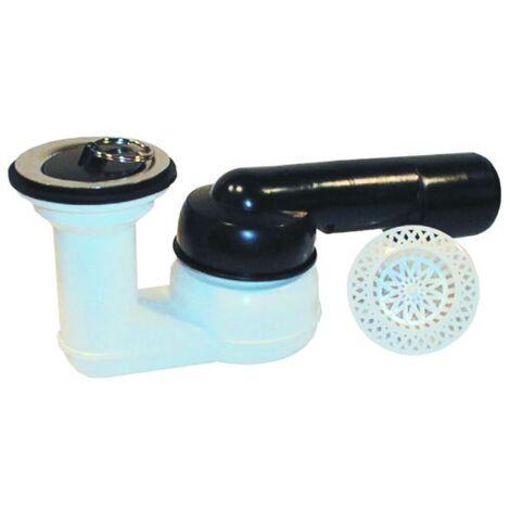 Siphon de receveur de douche DN40/50x6/4', horizontal, joint à rotule, grille en acier inoxydable, collecteur de cheveux en plas