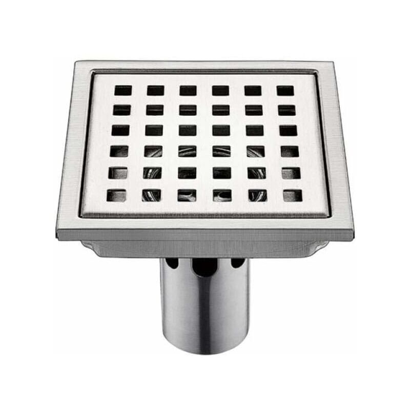 Serbia - Siphon de sol 1 pièce tuyau de vidange en acier inoxydable, filtre carré, désodorisant et empêchant les fuites de refoulement, 11 cm x 11 cm