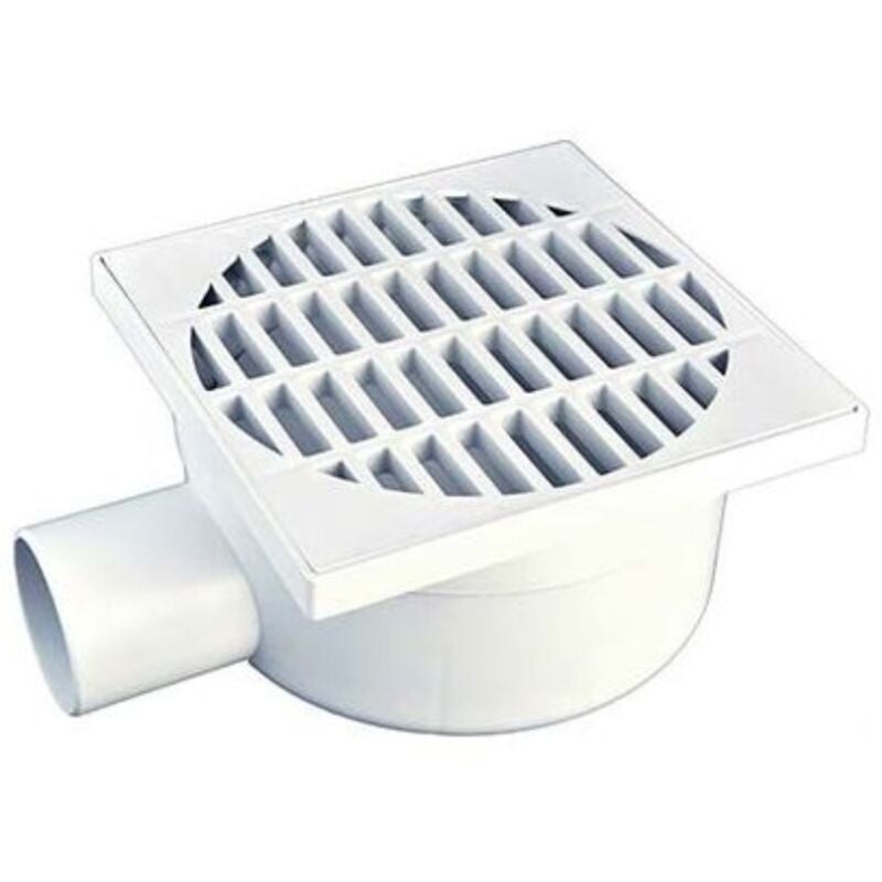 Zeker - Siphon de Sol 200x200 mm, Sortie Horizontale ø50, Siphon de Cour à évacuation latérale en polypropylène