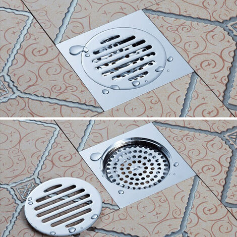 Siphon de sol Anti-Odeur Siphon de douche Anti-encrassement Bouchon de cheveux Catcher Évier Passoire Drain Protecteurs Salle de bain WC Baignoire Carrelage Insert Égouttoir de sol avec couvercle de passoire amovible