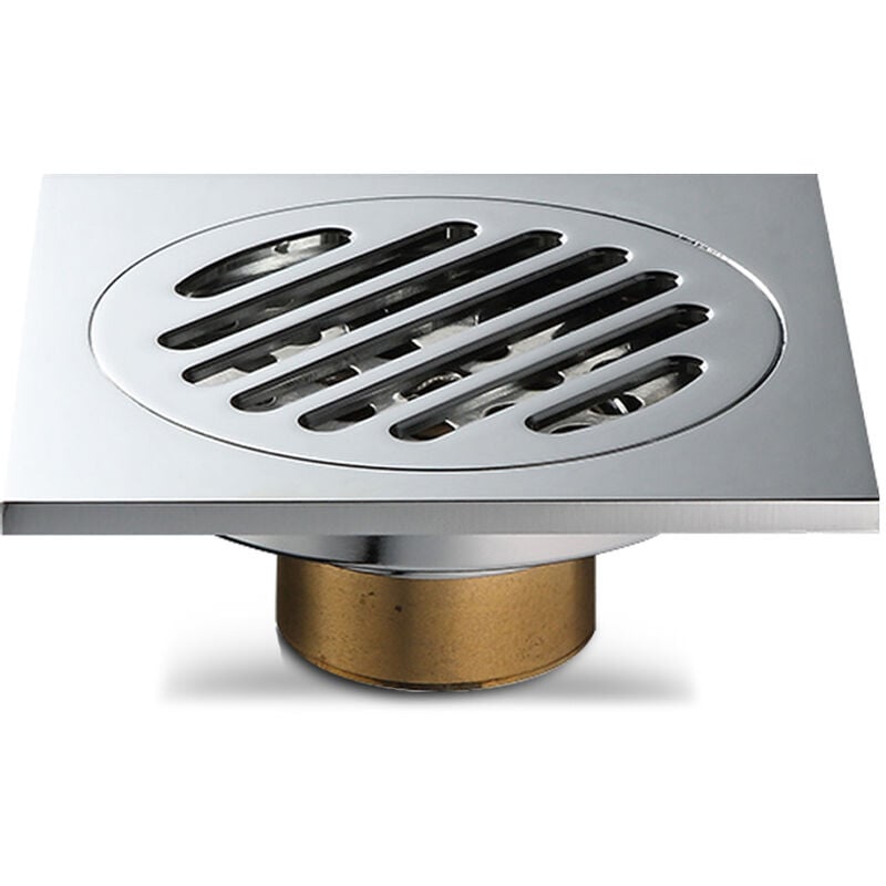 Fei Yu - Siphon de sol anti-odeur tout cuivre pour salle de bain Joint d'eau peu profonde a usage unique 61212 Chrome, Ensoleillé