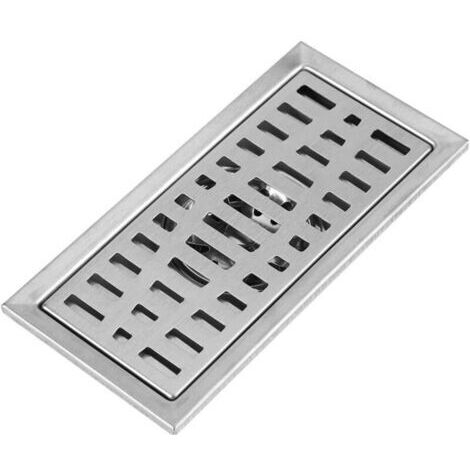 Siphon de sol avec couvercle amovible, évier rectangulaire 200 x 100 mm, siphon de douche en acier inoxydable, siphon à grille pour salle de bain WC buanderie jardin cuisine