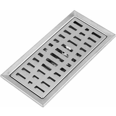 Siphon de sol avec couvercle amovible, évier rectangulaire 200 x 100 mm, siphon de douche en acier inoxydable, siphon à grille pour salle de bain WC buanderie jardin cuisine