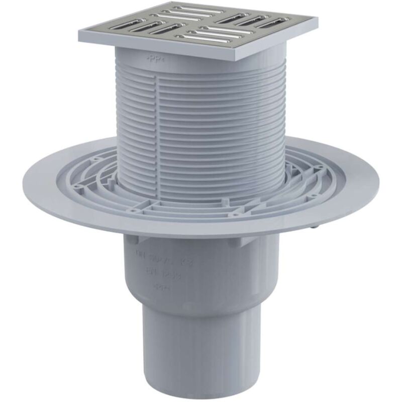 ALT - Alcadrain Douchegoten - Siphon de sol 11x11 cm, diamètre 5/8 cm, bouchon anti-odeur combiné smart, acier inoxydable/plastique APV2321