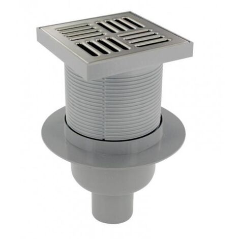 Siphon de Sol avec Grille Inox PRESTO 150x150mm Sortie Horizontale ou Verticale Ø 50mm - 60478