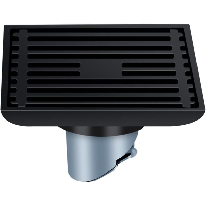 Ahlsen Siphon De Sol Baignoire, Siphon Douche, Attrape Cheveux Douche en Acier Inoxydable, Siphon Sol Carré Noir, Grille Douche 10x10, Anti-Insectes