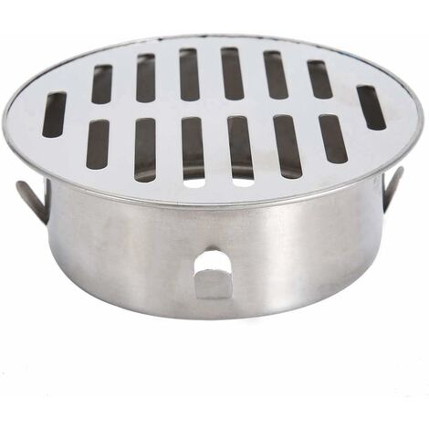 Siphon de Sol, Balcon en Acier Inoxydable Évier Rond Anti-Blocage Siphon de Sol Amovible pour Jardin Extérieur Tuyau d'Évacuation Tuyau d'Échappement Toit Balcon Utilisation(110 Flat Mouth)