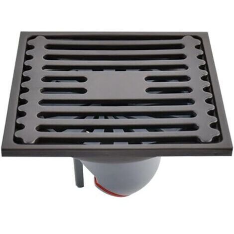 Siphon de sol carré 10 x 10 cm en acier inoxydable – Système anti-odeurs – Couvercle de crépine amovible pour salle de bain