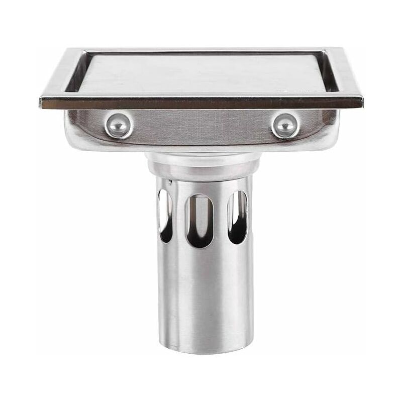 Linghhang - Siphon de sol carré 110 mm en acier inoxydable 304 avec filtre à cheveux pour carrelage, anti-obstruction, anti-odeur, cuisine, salle de