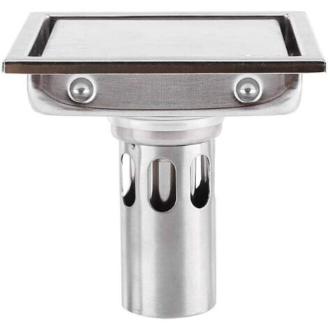 Siphon de sol carré 110 mm en acier inoxydable 304 avec filtre à cheveux pour carrelage, anti-obstruction, anti-odeur, cuisine, salle de bain, grand diamètre, toilettes, balcon