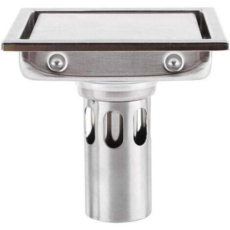 Siphon de sol carré 110 mm en acier inoxydable 304 avec filtre à cheveux pour carrelage, anti-obstruction, anti-odeur, cuisine, salle de bain, grand diamètre, toilettes, balcon