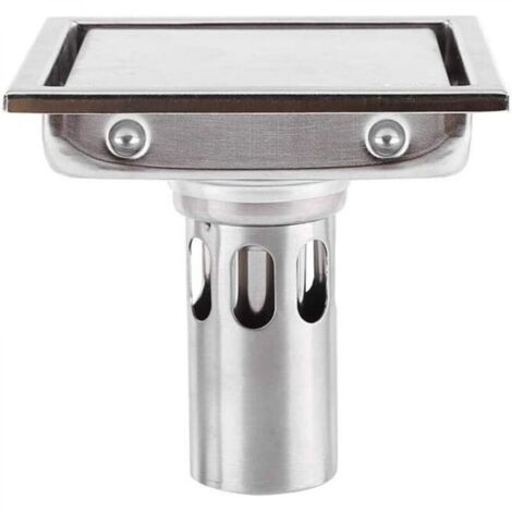Siphon de sol carré 110 mm en acier inoxydable 304 Siphon de sol Filtre à cheveux Insert de carrelage Anti colmatage Anti odeur pour cuisine salle de bain grand calibre toilette balcon